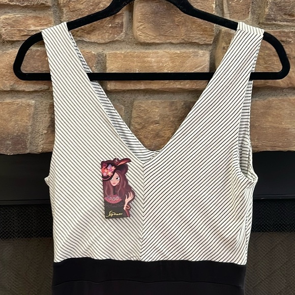 NWT Soprano black and white striped maxi dress with front slit. Large - Picture 7 of 10